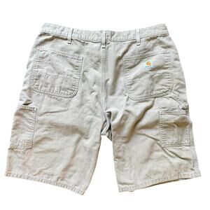 Carhartt Canvas Cargo Shorts Beige Men’s Relaxed Fit Workwear 38